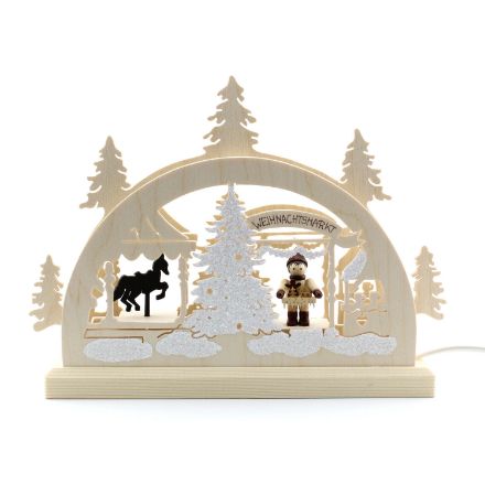 Bild von Michael Müller Holzkunstgewerbe LED Mini Schwibbogen Weihnachtsmarkt