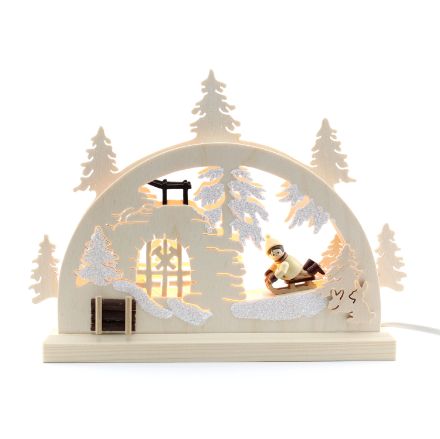 Bild von Michael Müller Holzkunstgewerbe LED Mini Schwibbogen Winterlandschaft mit Figuren