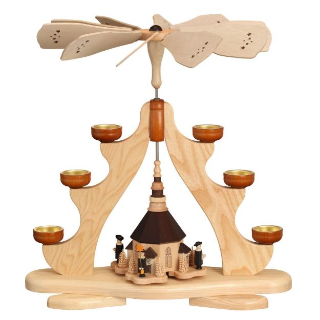 Bild von Zeidler Teelicht Pyramide mit großer Seiffener Kirche