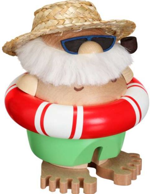 Bild von Seiffener Volkskunst Kugelräucherfigur Nikolaus Inkognito mit Schwimmring