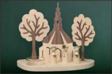 Bild von Tietze Teelichthalter Seiffener Kirche, walnuss