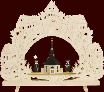 Bild von Saico Fensterlicht Fensterbild Seiffener Kirche mit Kurrendefiguren zum stellen 