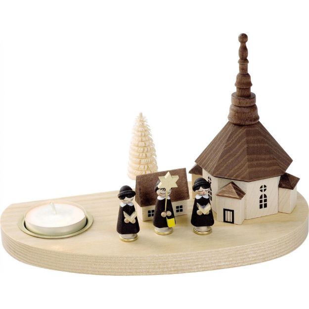 Bild von Teelichthalter Kerzenhalter Seiffener Kirche mit Kurrende